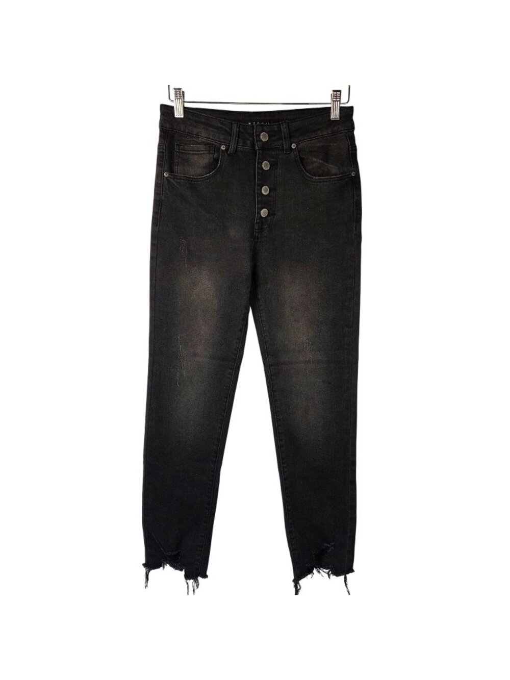 Risen Los Angeles Button Fly Raw Hem Skinny Jeans Black Size 9